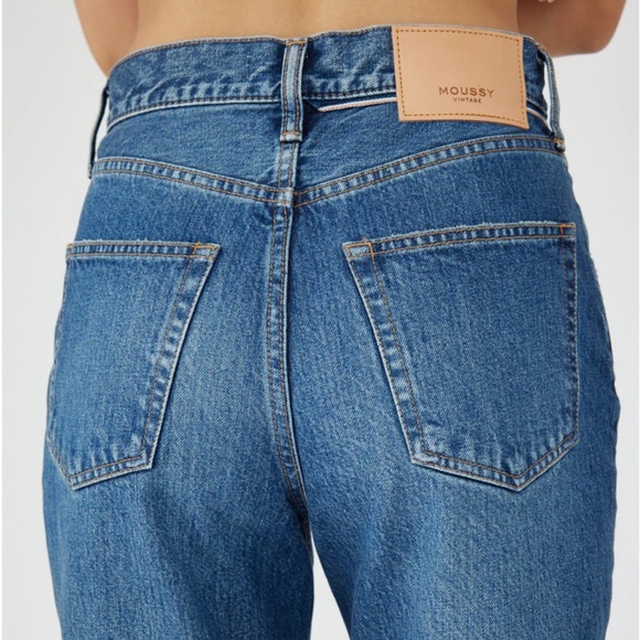 MOUSSY VINTAGE WHITNEY WIDE STRAIGHT {$360} BLUE Classic Blue Women's Jeans 26 - Picture 2 of 11